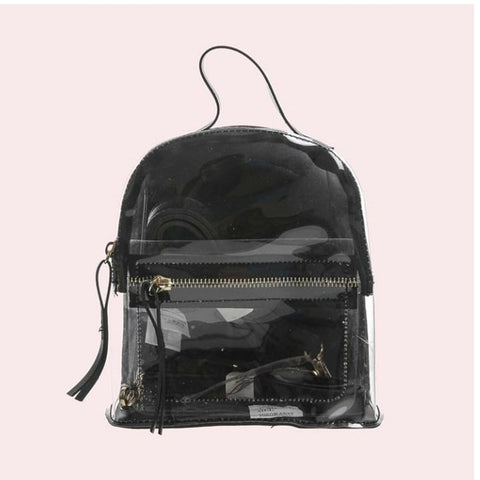 Transparent Mini Backpack - Black  | Funky Fish