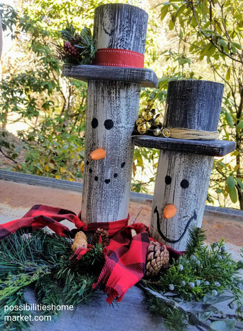 Snowman Craft with Fence Post and DIY Paint