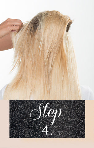 Step 4 for applying one piece hair extensions