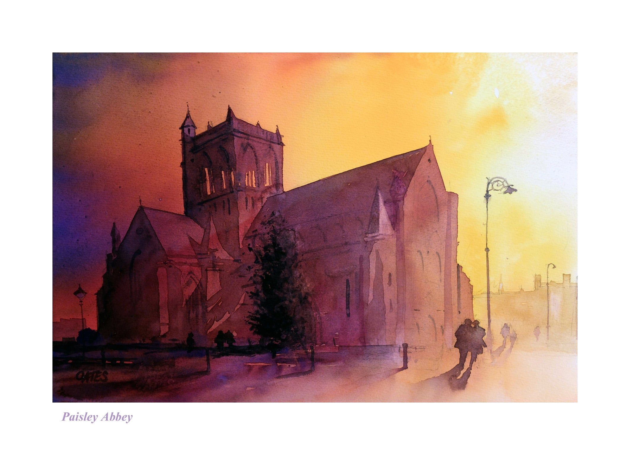 Paisley Abbey Watercolour Framed- Large