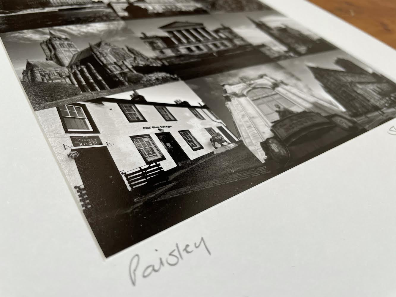 Paisley Collage Mounted Print-B&W Framed