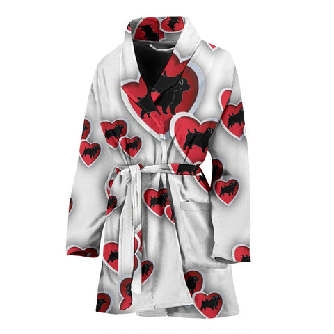 Norfolk Terrier In heart Print Women's Bath Robe-Free Shipping
