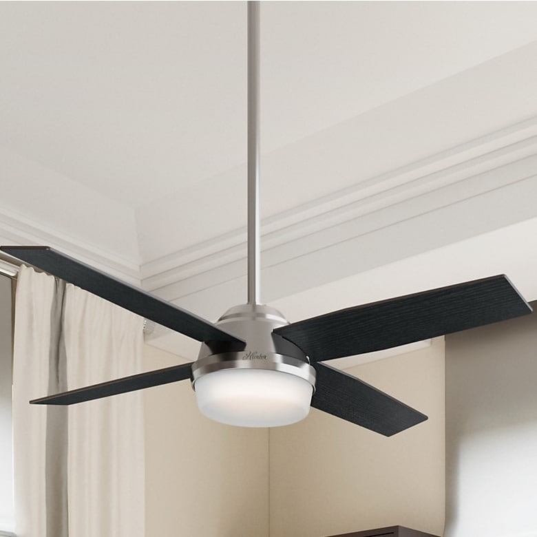 52 Inch Brushed Nickel Ceiling Fan With Four Black Oak Or Chocolate Oak Reversible Blades