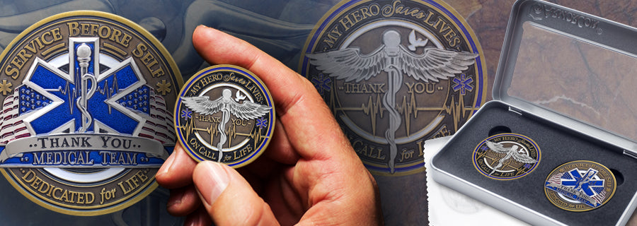 Medical and doctor coins and emblems