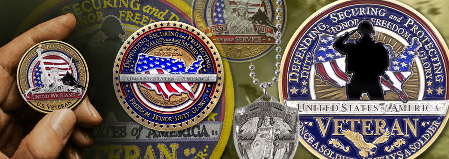 Military coins and emblems