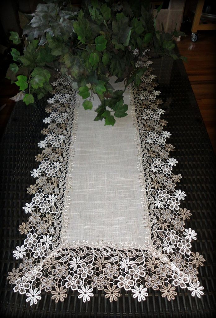 Linen Gift Set Sophisticated Floral Lace 54 Dresser Scarf Plus 2