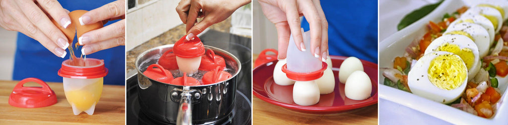 Cuire un oeuf sans écaler ou éplucher la coquille grâce aux cuits oeufs QUI-CUIT egglettes
