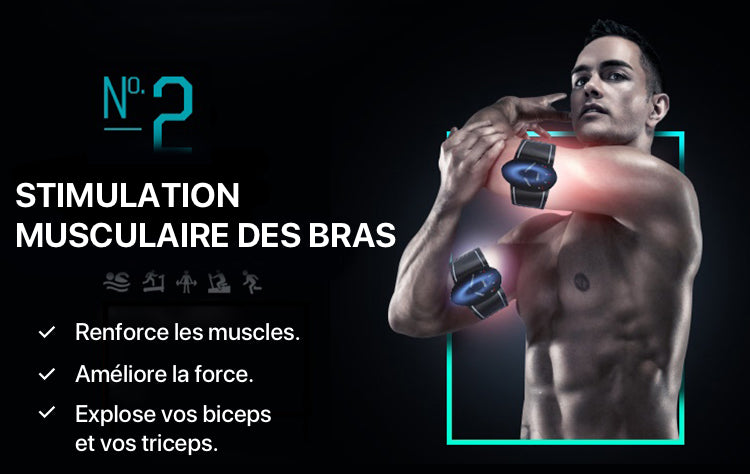 Stimulateurs musculaires sans fil AB.SCULPT pour améliorer la force des bras.