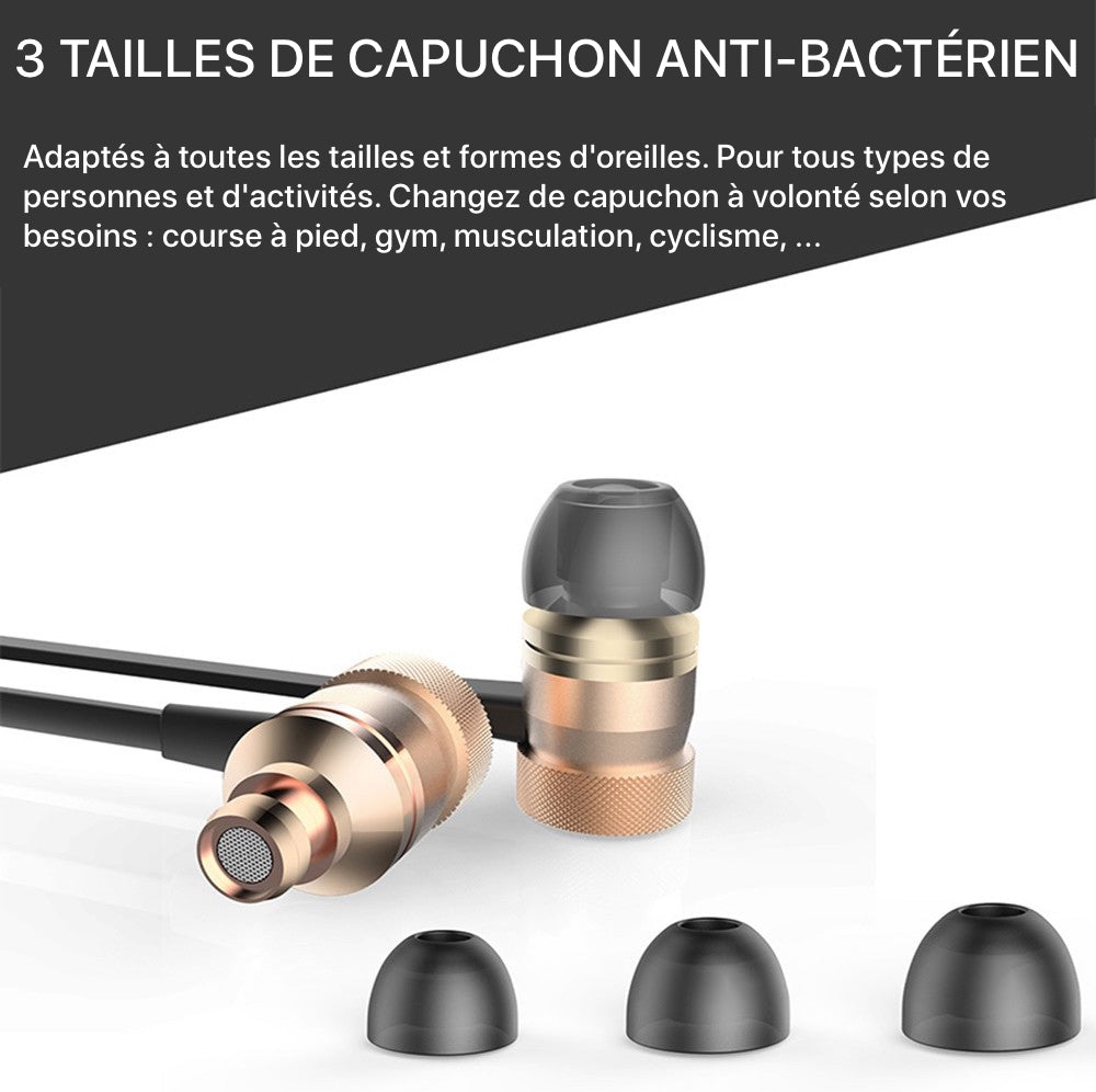 Les écouteurs magnétiques Bluetooth H6 sont livrés avec 3 tailles différentes de capuchon