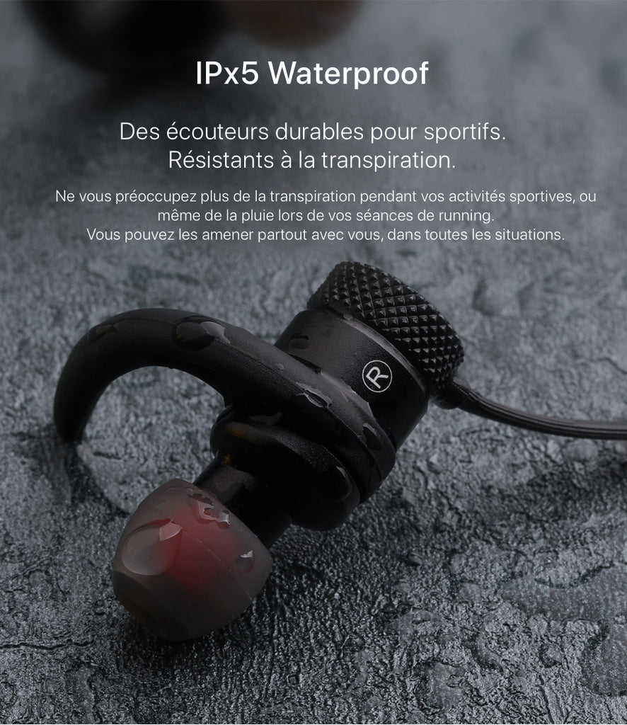 Écouteurs magnétiques Bluetooth résistent à l'eau et à la transpiration (waterproof)