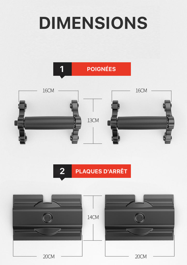 Dimensions des poignées fitness