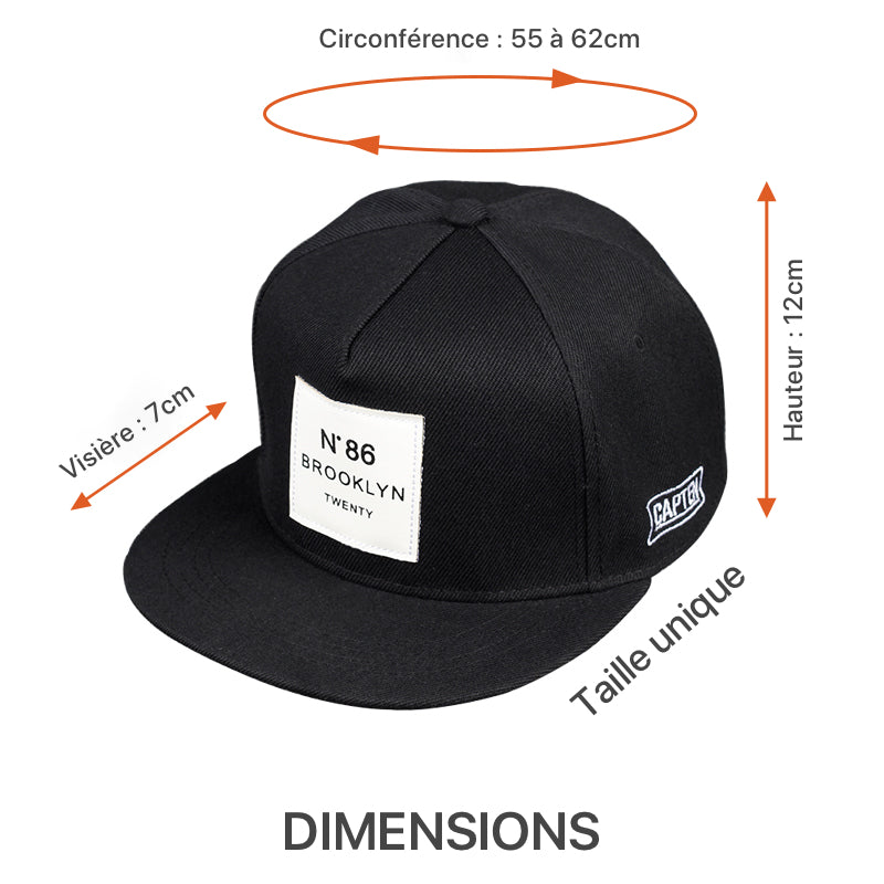 Dimensions de la casquette BROOKLYN série spéciale pour homme et femme