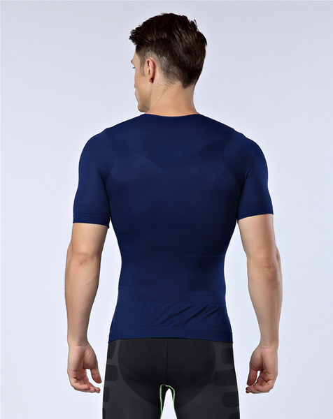 T-Shirt minceur de compression bleu FLEX.SHAPER homme pour retrouver une silhouette affinée