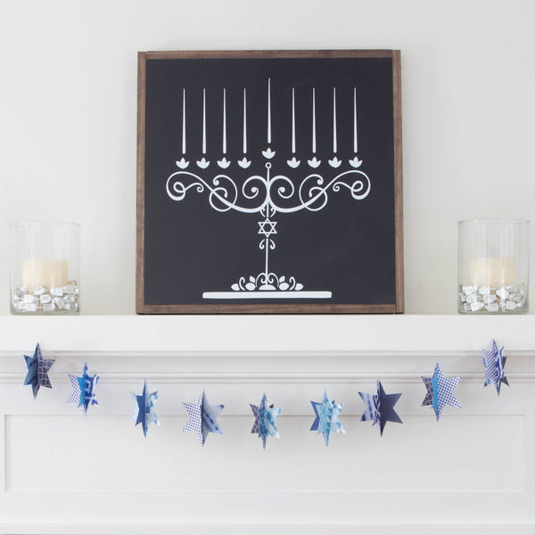 Hanukkah decorations, chalkboard menorah- Peace Love Light Shop
