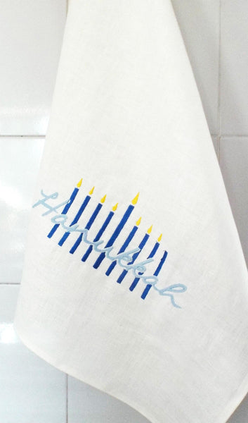 Hanukkah tea towel, gift- Peace Love Light Shop