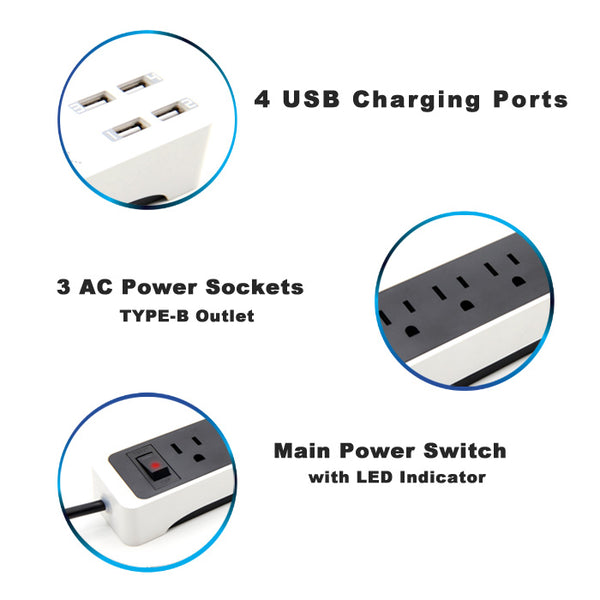 Lexuma XStrip XPS-SB1340 3 Gang US 15A Socket Mini USB Power Strip with 4 USB Ports 5V 6A Overload Surge Protector Protected Standard 3-Outlets All-in-one Wholesale Certificated 3 Electric US plugs Plus Fast Charging Station Multi-Outlets White AC Plugs and Extension Cord Travel Size Power Strip GadgetiCloud 辣數碼 美規拖板 美規排插 插座 USB拖板 3頭美規拖板 迷你拖板 旅行拖板 features function the best strip