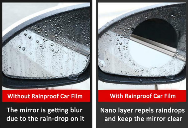Rainproof film for Side Window and Rearview Mirror COMBO For Car Rear View Mirror scratch proof anti-static car window mirror waterproof anti fog film rainproof car sticker car side mirror waterproof membrane for car rearview mirror side waterproof Rearview Mirror Protective Film Glass Film Hydrophobic Protective test - GadgetiCloud
