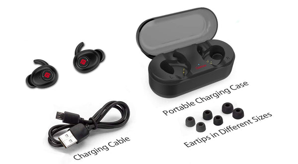 Geekee True Wireless In-Ear Bluetooth IPX5 Sports Earbuds gadgeticloud package content