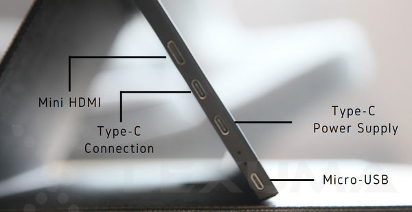 Lexuma XScreen portable monitor quick guide different connection method portable screen Type-C HDMI connection ports