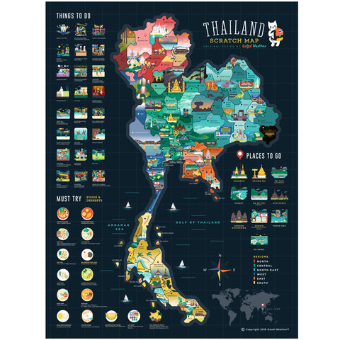 Thailand Scratch Travel Map with Frame Good Weather Travel to Thailand deluxe luckies world travel map with pins europe uk rosegold small personalised Scratch Off Traveling Thailand travelization 泰國 刮刮地圖 刮刮樂 世界地圖 - GadgetiCloud