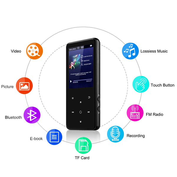 Portable Bluetooth MP3 Player with 2.4" Large Screen - iMartCity mp3 lossless player fm radio voice recorder bluetooth music player mp3 walkman bluetooth audio player highlight features