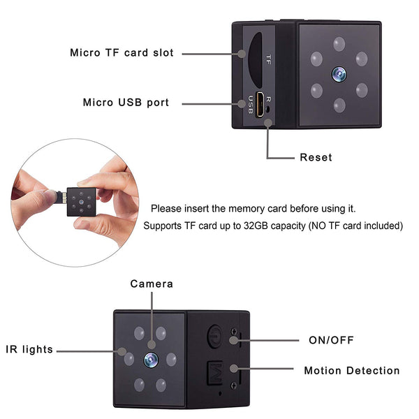 SEC-C220 thumb-size mini security camera with night vision motion detection HD 1080P recording portable HD IP cam hidden Spy IP CCTV Cam small Tinny ThumbSize nanny Tiny Covert Cube Cam features Wifi NIYPS AOBO SQ setting - iMaryCity