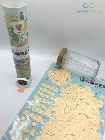 GadgetiCloud korea travel scratch map 韓國刮刮地圖 刮刮樂 korean stationery sticker pick