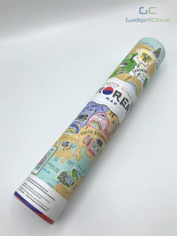 GadgetiCloud korea travel scratch map 韓國刮刮地圖 刮刮樂 korean stationery tube size package portable