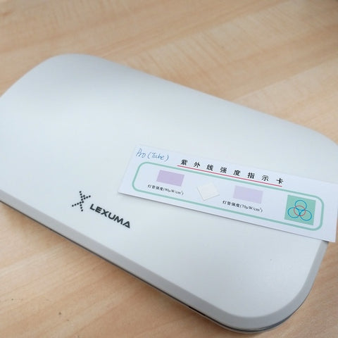 Lexuma XGerm Series open disinfectant performance of uv lights sanitizer sterilization UV testing paper XGerm Pro Tube Version before