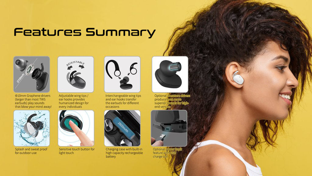 Lexuma XBUD2 XBUD TWS LE-702 wireless earbuds with charging case true wireless stereo bluetooth earphones best bluetooth 5.0 BT5.0 In-Ear headphones for sport workout gym multi colors colorful Lightweight IP56 waterproof sweatproof protection features summary info banner - GadgetiCloud