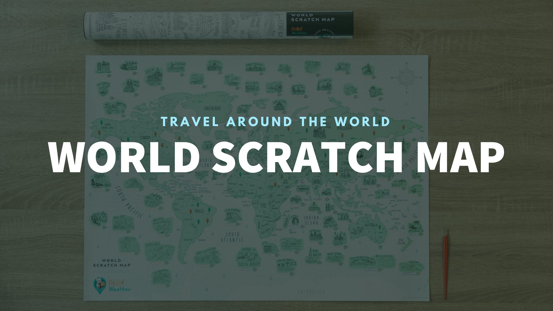 GadgetiCloud Good Weather World Scratch Travel Map Travel around the World deluxe luckies world travel map with pins europe uk rosegold small personalised Scratch Off Traveling World Map travelization 刮刮地圖 刮刮樂 世界地圖 刮刮世界地圖 banner