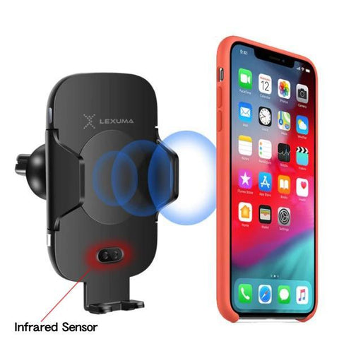 Lexuma Xmount ACM-1009 Automatic Infrared Sensor Qi fast charging Wireless Car Charger Mount for iPhone Xs Samsung S10 E S9 S8 Plus mobile device phone accessories Vehicle phone holder Car Cradles adapter with infrared motion sensor Charging Dock Easy One touch One Tap Auto-Sensor Auto-Clamping Auto-Lock Safety First Cell Phone Car Air Vent Holder Safety on road 4 Dash Smartphone dashboard GadgetiCloud All-in-one Universal Adjustable Car Mount 智能感應車架 無線充電車架 車用電話架 電話座 手機架 How does Xmount work