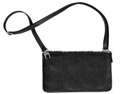 mini bag in fur black, mini bag black fur