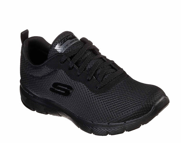 skechers womens black lace up trainers