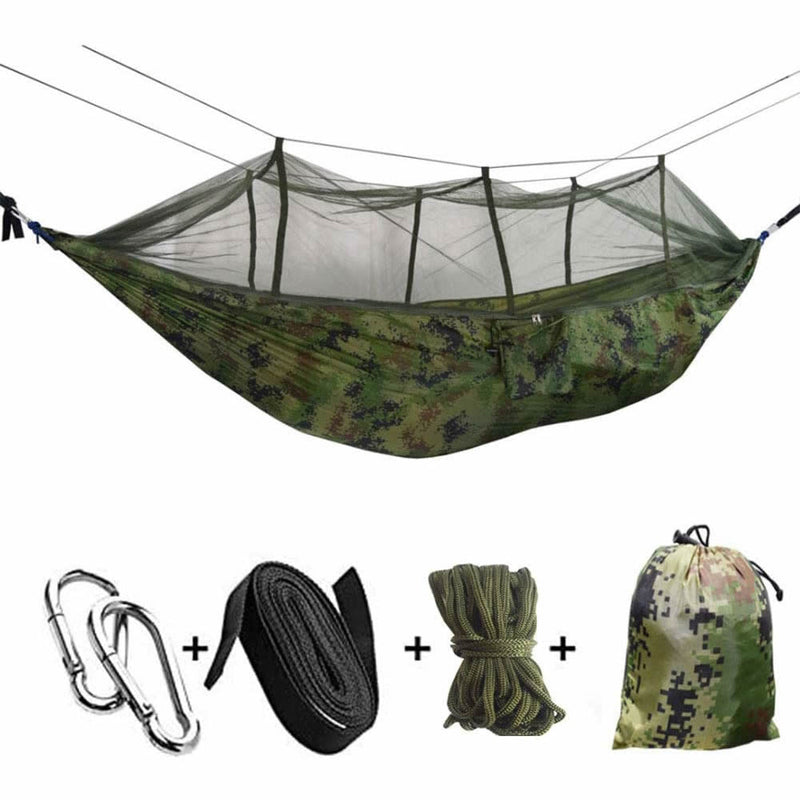 Camping Hammock with Mosquito Net Ultra Light Parachute Fabric Portable Hammock for Camping, Backpacking, Hiking