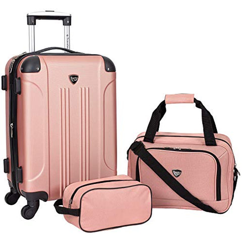 Travelers Club Sky+ Luggage Set, Rose Gold, 3 Piece