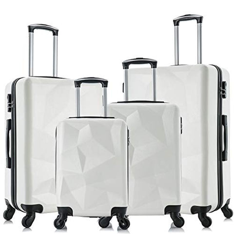 Omni PC Luggage Sets, Semper 4 Piece Luggage Set Suitcases with Spinner Wheels Hardshell Lightweight Luggage W/ Scale (Off- white with Scale)