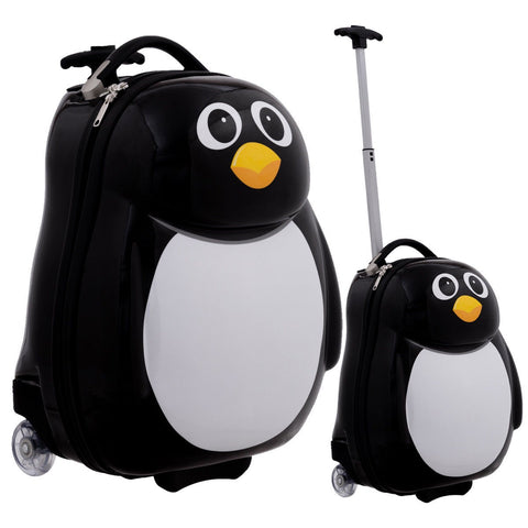 2 Pcs Penguin Shaped Kids School Luggage Suitcase & Backpack