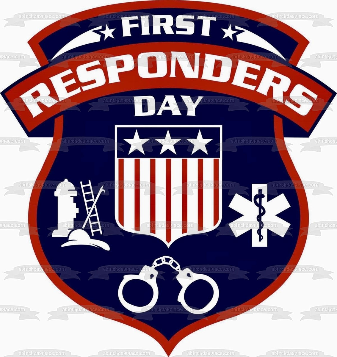National First Responders Day First Responders Logo Edible Cake Topper