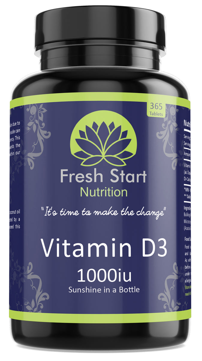 Vitamin D3, 1000iu Tablets, Immune System, Depression, Anxiety, Bones Fresh Start Nutrition