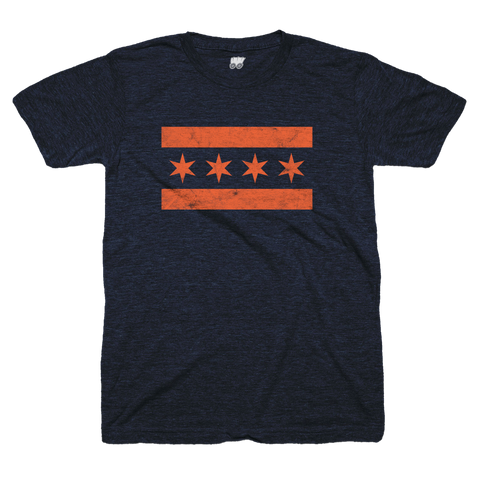 blue and orange chicago flag t shirt