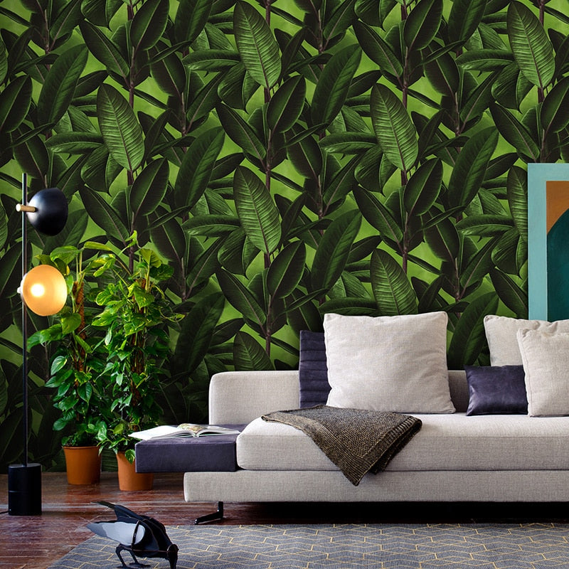 Green Plant Leaves Leaf Wallpaper Modern Wallcovering | BVM Home