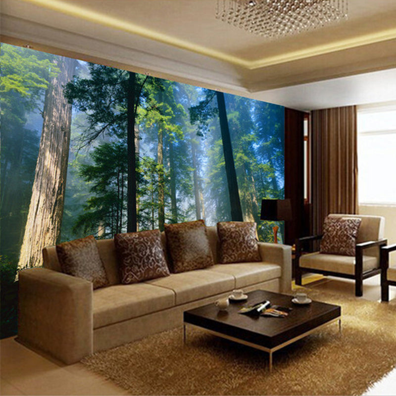 Custom 3D Wall Murals Wallpaper Fog Towering Trees Forest | BVM Home