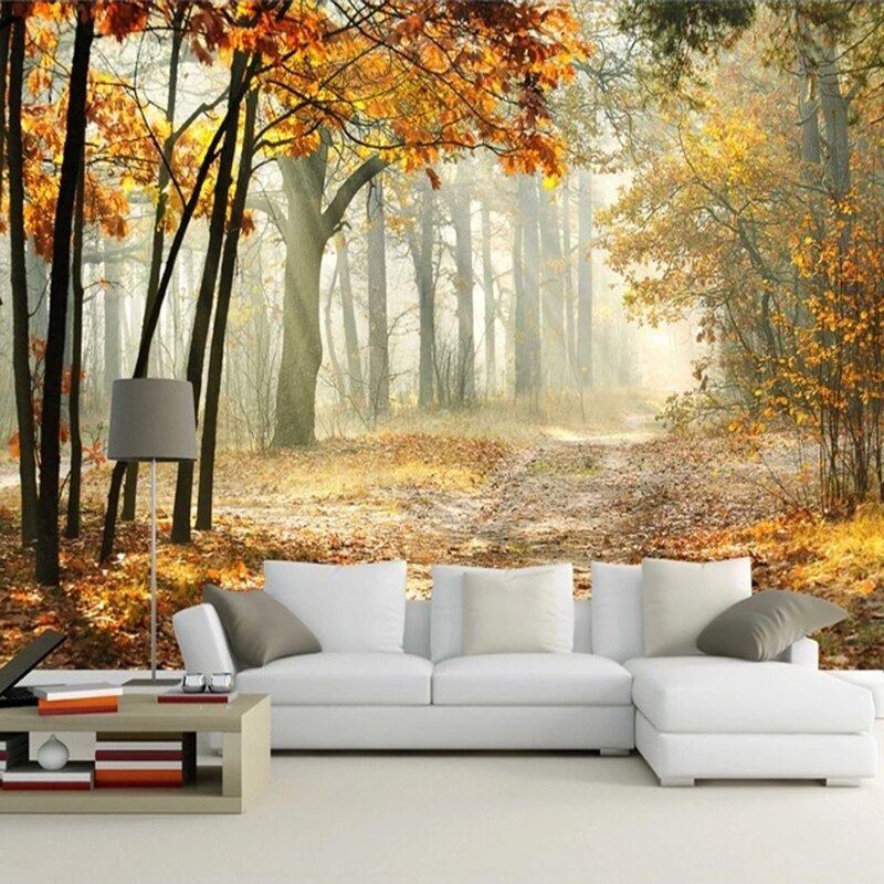 Custom Wallpaper Mural Trail in the Autumn Woods Forest | BVM Home