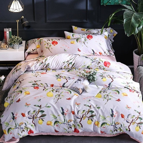 Egyptian Cotton Bedding Set Floral Pastoral Duvet Cover Set Bvm Home