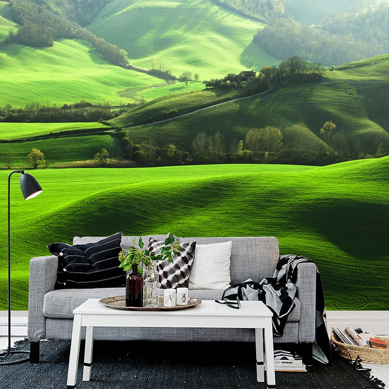 Custom Wallpaper Mural Lawn Mountain Natural Scenery Photo | BVM Home