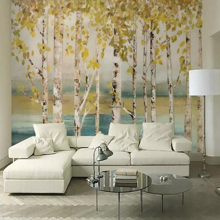 Custom Wallpaper Mural Nordic Style Birch Woods | BVM Home