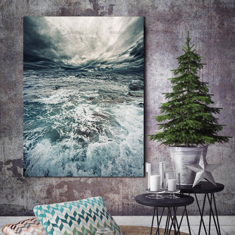 Frameless Seawater Canvas Painting Wall Art Posters Living Room Home Decoration 