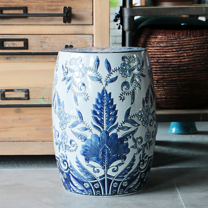 Blue and  Ceramic Stool 