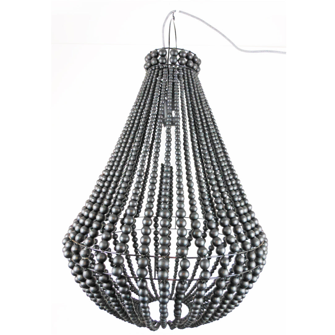 Empire Wooden Beaded Chandelier - Natural